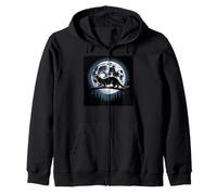 Sea Otter Merch Full Moon Otter Stuff Vintage Sea Otters Zip Hoodie