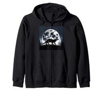 Sea Otter Merch Full Moon Otter Stuff Vintage Sea Otters Zip Hoodie