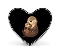 Sea Otter Mom Badge Heart Shape Cute Brooch Pins Button Badges for Backpack Jackets Hats Decor