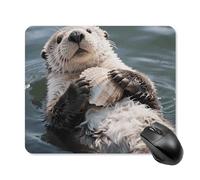 Sea Otter Mouse Pad Cute Square Mouse Mat Leather Non-Slip Rubber Base Mousepad Waterproof Computer Mouses Pad for Laptop Wireless Mouses Keyboard Home Office 25 * 30cm