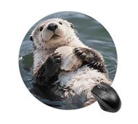 Sea Otter Mouse Pad Round Mouse Mat Leather Non-Slip Rubber Base Mousepad Waterproof Computer Mouses Pad for Laptop Wireless Mouses Keyboard Home Office