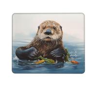 Sea Otter Mouse Pad with Stitched Edge, Personalized Premium-Textured Computer Mouse Mat with Non-Slip Rubber Base, Waterproof Gaming Mousepad for Laptop, Office Home 7 x 8.6 in