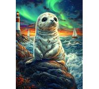 Sea Otter on A Rock Under The Northern Lights 500 Piece Jigsaw Puzzle Pack Wildlife Pet Teens Beginners Cognitive Development Puzzle Fans Group Play Anniversary Recycled Cardboard 500 PCS