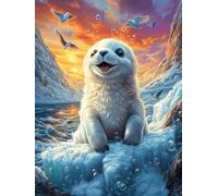 Sea Otter on An Iceberg 500-piece Jigsaw Puzzle Set Wildlife Pet Family Puzzle Lovers Brain Training Indoor Game Family Game Night Summer Gift Durable Board 500 PCS