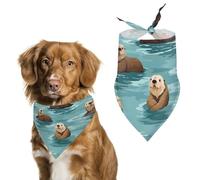 Sea Otter Pattern Dog Bandana Puppy Cat Scarfs Bibs Washable Triangle Kerchief Pet Gifts