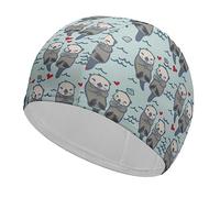 Sea Otter Pattern Funny Swim Cap for Adults Swimming Hat for Men Women Long And Short Hair
