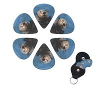 Sea Otter Print Guitar Picks 6 Pack Guitar Plectrums with Pick Holders Bass Picks For Acoustic Guitar Bass Electric Ukulele Includes 0.46mm, 0.71mm, 0.96mm