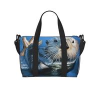 Sea Otter Printed Travel Duffel Bag for Women Men - Weekend Overnight Bags with Adjustable Shoulder Strap and Handle