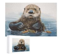 Sea Otter Puzzles 1000 PCS Personalized Jigsaw Puzzles for Adults Photos Puzzle for Family Challenging Picture Puzzle with Storage Bag Home Decor Jigsaw