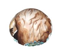 Sea Otter Shower Cap for Women Men Large Waterproof Shower Bonnet Elastic Band Bathing Hair Hat Spa Salon Caps Double Layered Reusable Bath Caps for Long Hair, Braids