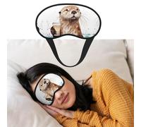 Sea Otter Sleep Mask Soft Blackout Eye Mask with Adjustable Strap Comfortable Eye Shade Cover for Women Men Deep Rest Travel Work Home