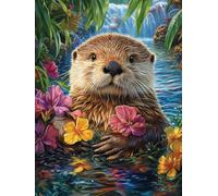 Sea Otter Stamped Cross Stitch Kits for Beginners Adults - Preprinted 11CT Easy Pattern Needlepoint Kits, Arts and Crafts for Home Decor (11.8x15.7inch) 546