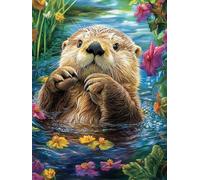 Sea Otter Stamped Cross Stitch Kits for Beginners Adults - Preprinted 11CT Easy Pattern Needlepoint Kits, Arts and Crafts for Home Decor (11.8x15.7inch) 547