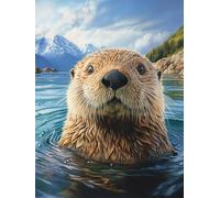 Sea Otter Stamped Cross Stitch Kits for Beginners Adults - Preprinted 11CT Easy Pattern Needlepoint Kits, Arts and Crafts for Home Decor (11.8x15.7inch) 757