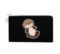 Sea Otter Sticker Fashion Coin Purse Small Zippered Wallet Pouch with Key Ring Cute Credit Card Holder