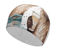 Sea Otter Swim Cap Comfortable Swimming Caps Stretchable Durable Swimming Hat for Men and Women