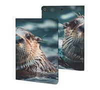 Sea Otter Swimming Case Compatible for ipad 2019/2020/2021(10.2in) Tablet Cases Stand Protective Cover with Sleep/Wake