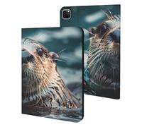 Sea Otter Swimming Case Compatible for IPAD Pro 20/21/22(11in) Tablet Cases Stand Protective Cover with Sleep/Wake