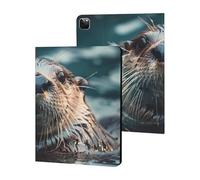 Sea Otter Swimming Case Compatible for iPad Pro 2020/2021/2022 (12.9in) Tablet Cases Stand Protective Cover with Sleep/Wake