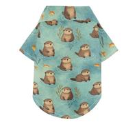 Sea Otter Swimming Teal Blue Safaris Summer Dog Shirt Button Up Breathable Cool Pet Outfits Apparel Tops Puppy Sweatshirt Perfect for Everyday Wear, and Photoshoots
