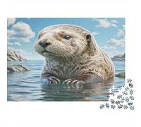 Sea Otter Thick Paper Otter in Water near Rocky Shore Jigsaw Puzzle Bundle for Seniors Brain Training Secret Santa Gift 70x50cm/1000pcs