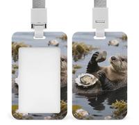 Sea Otter Tool Using Badge Holder with Lanyards Retractable Vertical Plastic Id Badge Holder Name Key Card Holders Case for Teacher Nurse Doctor Office Gift for Coworkers