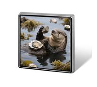 Sea Otter Tool Using Lapel Pin Square Metal Brooch Pin with Secure Pin Back Fashion Button Badge for Clothing, Hats, Bags Decoration