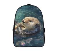 Sea Otters Float in The Colorful Water Ripples Kids Travel Backpack Kindergarten Schoolbag Bookbag For Girls Boys Baby 16 inch