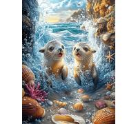 Sea Otters in The Ocean 1000 Piece Jigsaw Puzzle for All Ages Wildlife Pet New Year Gift Idea Fresh Start Print Stress Relief Home Decor 1000 PCS