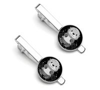 Sea Otters on The Water Men's Tie Clips Necktie Bar Pinch Clip Set of 2 Formal Business Wedding Accessories