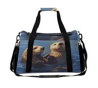 Sea Otters Painting Bag，Adjustable Shoulder Straps, Double Zippers ， Tote Bag with Large Capacity And Multi-functions, Travel Bag for Women, Travel, Gym, Weekend.