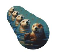 Sea Otters Painting Car Air Fresheners Cards Set of 4 Pieces Personalized Car Fresheners Gifts for Men Women Auto Aromatherapy Tablets Hanging Scented Cards for Wardrobe Bathroom