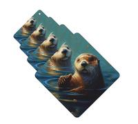Sea Otters Painting Car Air Fresheners Cards Set of 4 Pieces Personalized Car Fresheners Gifts for Men Women Auto Aromatherapy Tablets Hanging Scented Cards for Wardrobe Bathroom