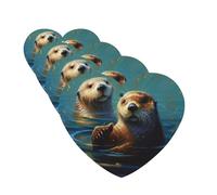 Sea Otters Painting Car Air Fresheners Cards Set of 4 Pieces Personalized Car Fresheners Gifts for Men Women Auto Aromatherapy Tablets Hanging Scented Cards for Wardrobe Bathroom