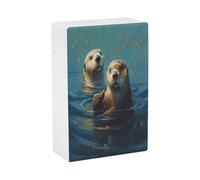 Sea Otters Painting Cigarette Case Stylish Lightweight Pocket Holder Case for Smoke Waterproof Cigarette Dispenser Cigarettes Accessories for Outdoor Camping Hiking