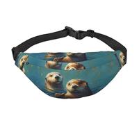 Sea Otters Painting Fanny Pack for Men Women Belt Bag Fashion Waist Bag Everywhere Crossbody Bag Wallet Hip Bum Bag with Adjustable Strap Waterproof Chest Bag for Travel Hiking Sports, Black, One Size