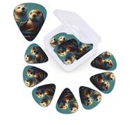 Sea Otters Painting Guitar Picks 12 Pack Plectrums with Organizer Box, 3 Different Thickness Includes Thin Medium Heavy Picks