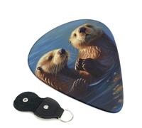 Sea Otters Painting Guitar Plectrums, 6 Guitar Plectrums, Printed on both sides for Electric Guitar Bass Ukulele (0.46 mm 0.71 mm 0.96 mm)