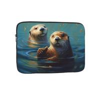Sea Otters Painting Laptop Sleeve for Women Men, 13 Inch Waterproof Laptop Bag Lightweight Notebook Computer Cover Bag