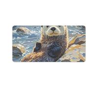 Sea Otters Painting Mouse Pad Non-Slip Rubber Base Desk Protector Mat Waterproof Desk Pad Extended Large Gaming Keyboard Mat for Office Work Home Desktop Accessory