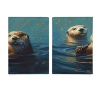 Sea Otters Painting Passport Holder Ultra Slim PU Leather Travel Document Organizer Compact Premium International US Passport Protector Cover for Women Men