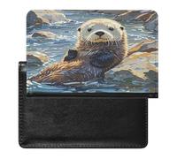 Sea Otters Painting Passport Holder with Card Slots Portable Passport Cover Compact Waterproof Passports Protector