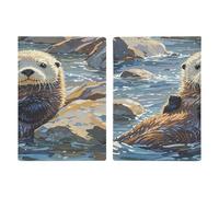 Sea Otters Painting PU Leather Passport Holder, Multiple Pockets Passport Cover, Travel Document Organizer for Men Women