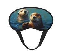 Sea Otters Painting Sleep Mask for Side Sleeper Eye Mask for Sleeping Light Blocking Soft Breathable Sleep Eye Mask for Women Men Adjustable Elastic Strap Travel Nap Blackout Eye Shade Cover
