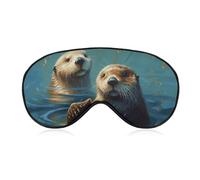 Sea Otters Painting Sleep Mask for Women Men, Breathable Soft Sleeping Mask Adjustable Eye Cover Light Blocking Eye Masks for Travel, Home, Office, Nap, Flights