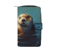 Sea Otters Painting Wallet Multifunctional Wallets for Men Compact Wallet Purse Passport Bag