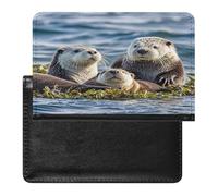 Sea Otters Passport Holder with Card Slots Portable Passport Cover Compact Waterproof Passports Protector