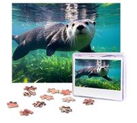Sea Otters Puzzles 500 Pieces Personalized Jigsaw Puzzles with storage bag Photos Puzzle for Adults Challenging Picture Puzzle for Men Women Home Decor (52x38 CM)