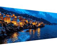 Sea Paint by Numbers for Adults Framed Amalfi Coast Painting by Numbers for Kids Beginners DIY Acrylic Oil Paint Colorful Picture Canvas with Brushes Crafts Gifts for Women, Room Decor 40x80cm -41hA