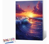 Sea Paint by Numbers for Adults Landscape Paint by Numbers Kits, Hobbies for Adults Women, DIY Acrylic Pigment Color Oil Drawing Kits Wall Art for Room Decor 20x26 inch (Without Frame) -LKF0787GY